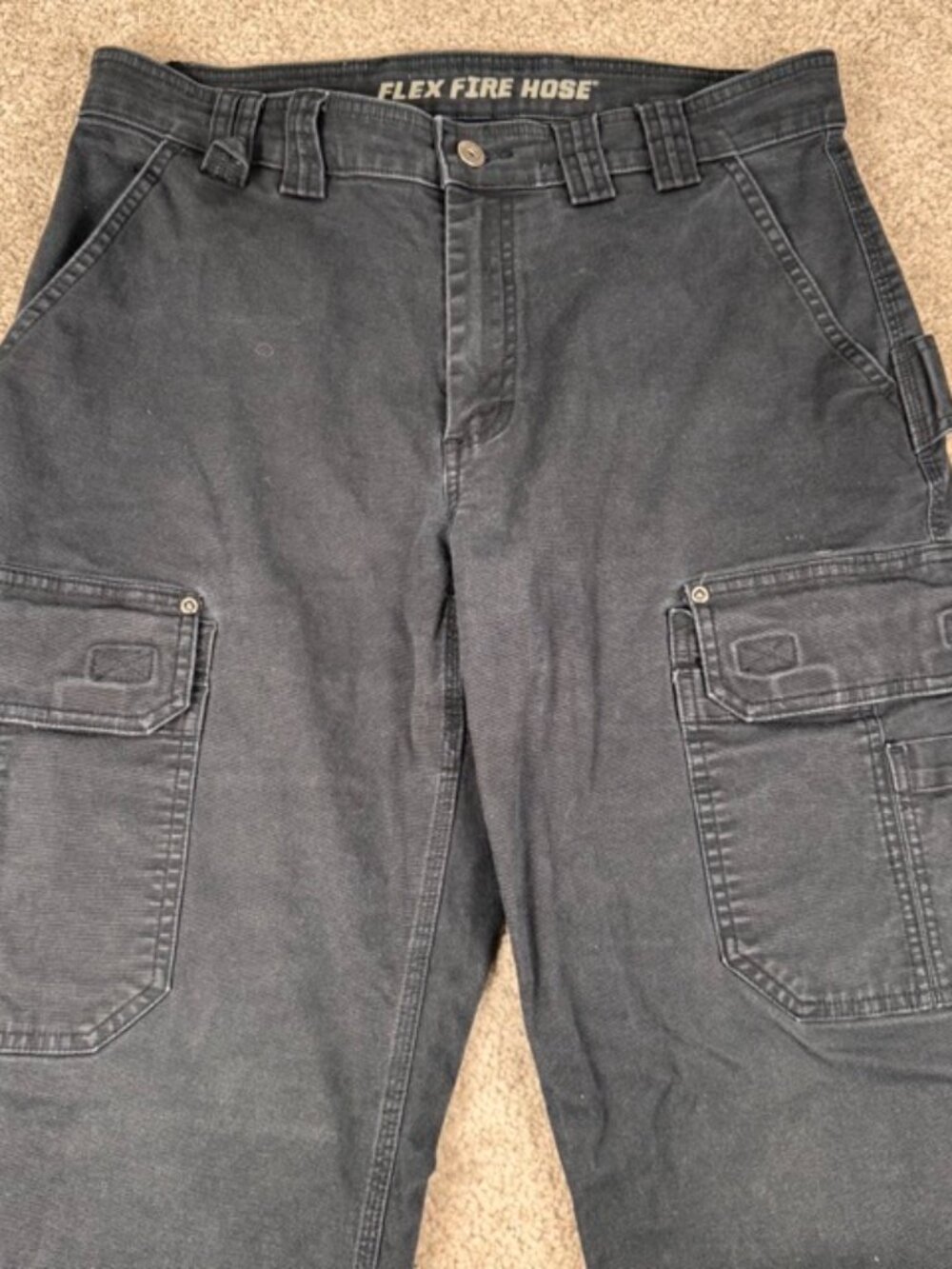 Duluth Trading Co Cargo Pants Mens 34x32 Gray Flex Fire Hose Utility Workwear